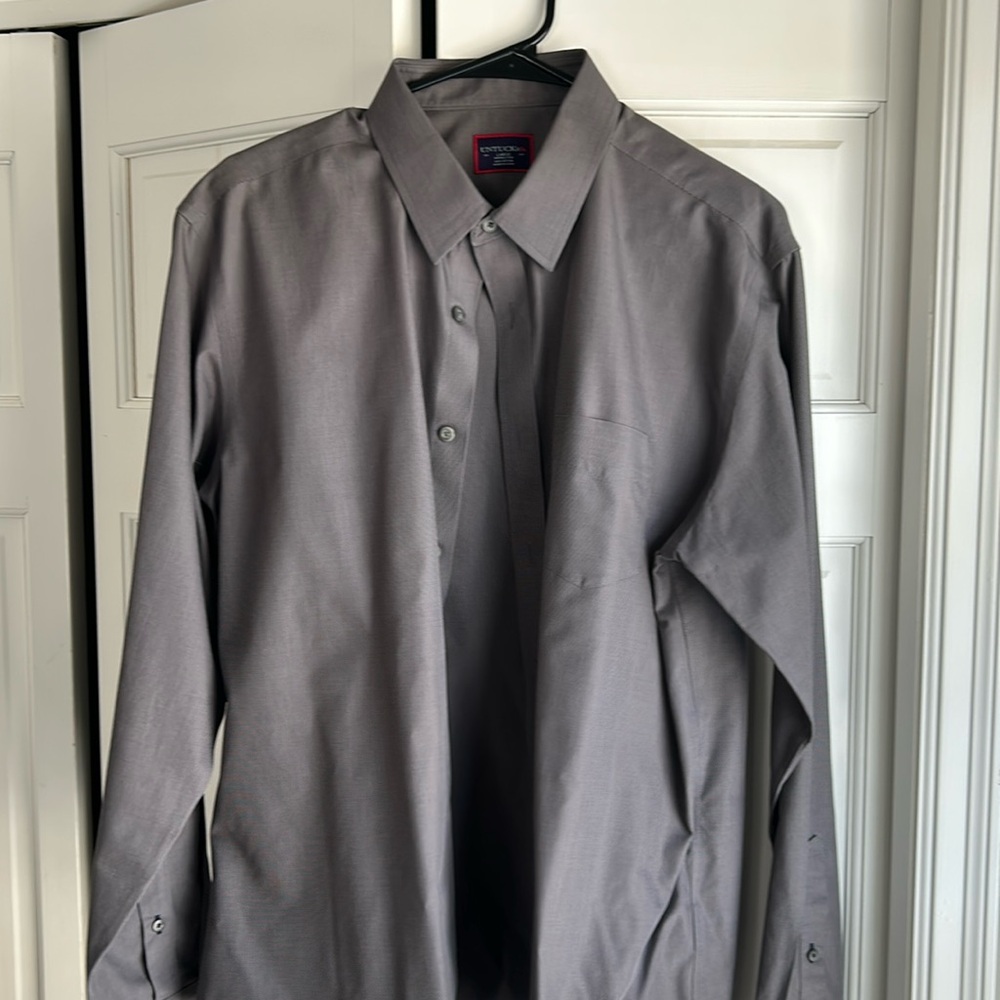 Mens Untuckit Sangiovese Wrinkle Free Grey Long Sleeve Button Front Shirt Large
